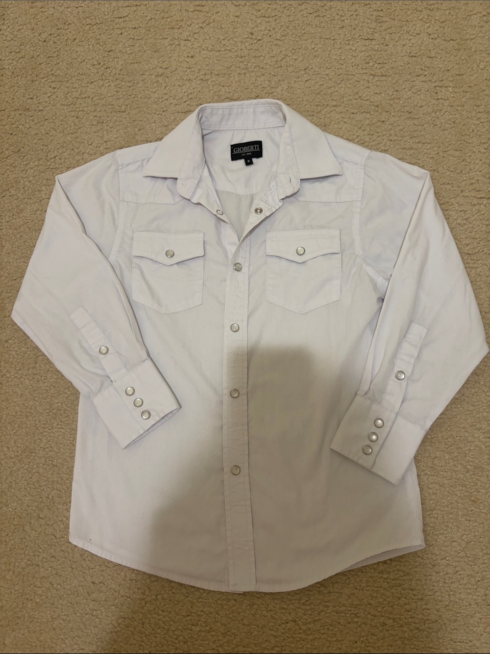 Gioberti Western White Snap-Front Button long sleeves Shirt size 8 s